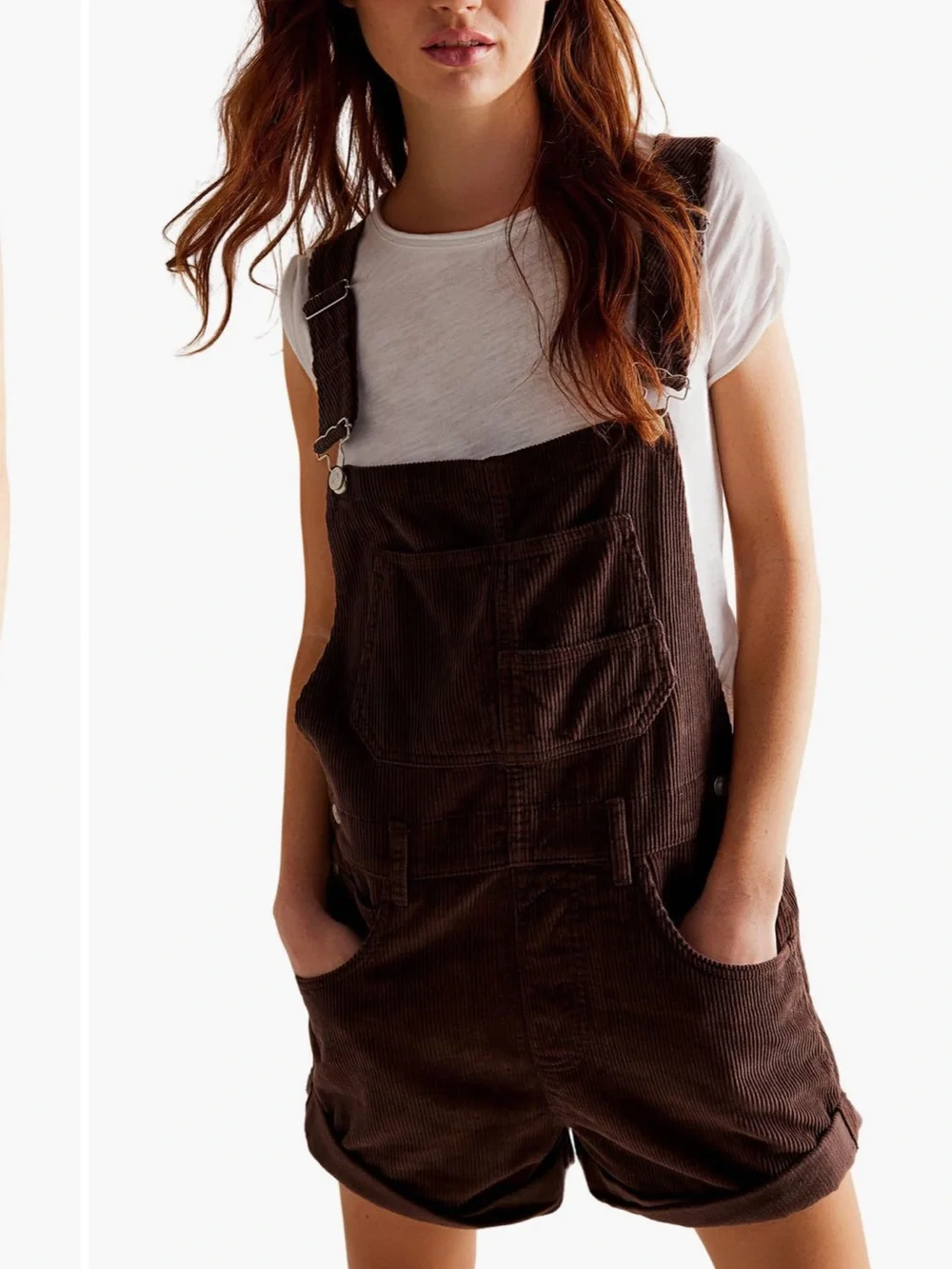 Free People women’s brown we the free Corduroy ziggy Short Overalls shortalls